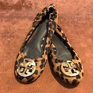Tory Burch Leopard Mohair Reva Ballet Flats